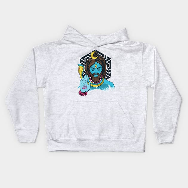 Vintage Lord Shiva Hindu God Kids Hoodie by Printroof